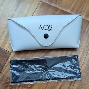 AQS Glass Case + Logo Lense Cloth No Glasses Included New❤️